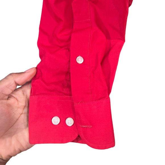 Arrow Long Sleeve Shirt Button Down Collared Button Cuff Red Large - Picture 8 of 12